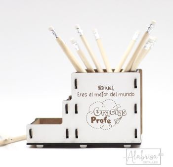 lapicero portatodo de madera para guardar distintos objetos